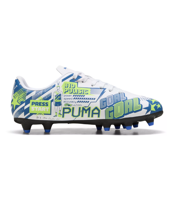 Puma Puma Jr Ultra Play CP Pulisic FG/AG Legacy- White/Lake Blue/Yellow Alert