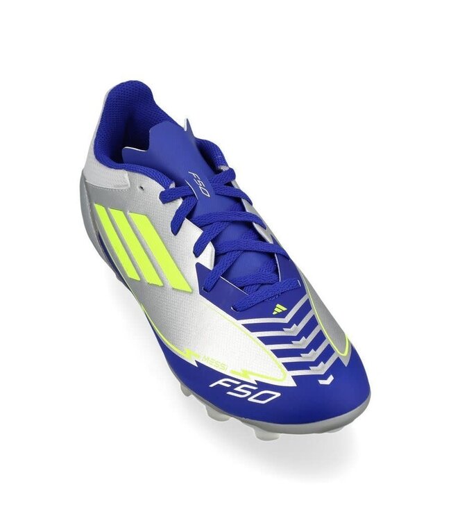 adidas adidas Jr F50 League Messi FG / MG - Silver Metallic/Solar Yellow/Lucid Blue