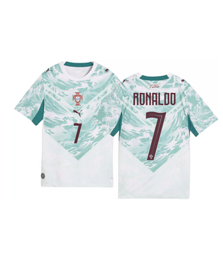Puma Puma Youth Portugal World Cup 2026 Cristiano Ronaldo Away Jersey - White/Green Lagoon