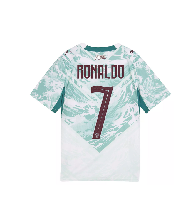 Puma Puma Youth Portugal World Cup 2026 Cristiano Ronaldo Away Jersey - White/Green Lagoon