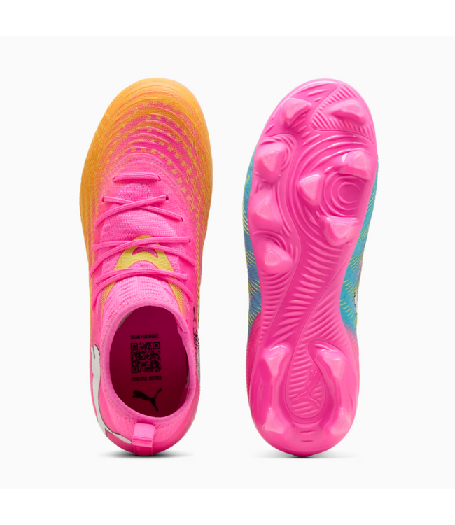 Puma Puma Jr Future 9 Match WC 2026 FG/AG Soccer Shoes -Poison Pink/Sun Stream/Bright Aqua/White Hero Blue/White/Sunset Pink