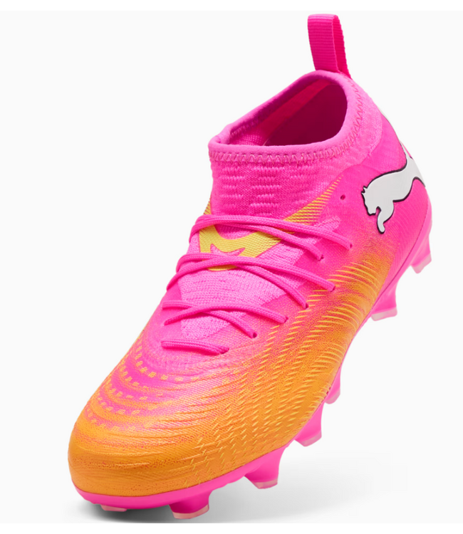 Puma Puma Jr Future 9 Match WC 2026 FG/AG Soccer Shoes -Poison Pink/Sun Stream/Bright Aqua/White Hero Blue/White/Sunset Pink