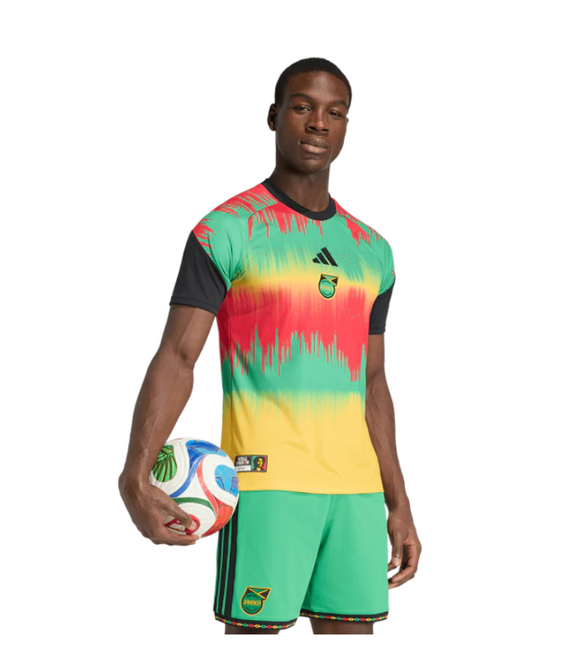 adidas adidas Jamaica World Cup 2026 Marley Prematch Jersey - Bold Gold/Vivid Green/Pure Ruby