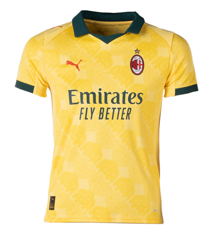 Puma Puma Youth AC Milan 2025 - 26 Gimenez # 7 Third Jersey - Sunny Yellow/Dark Myrtle