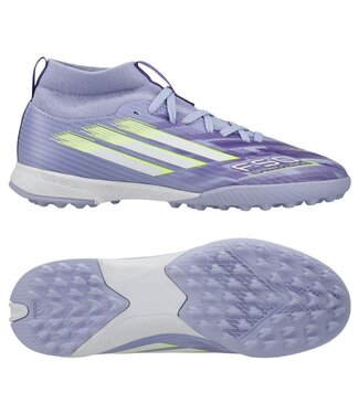 adidas adidas Youth F50 Sparkfusion League Mid TF Turf Shoes - Purple Rush/White/Lucid Lemon