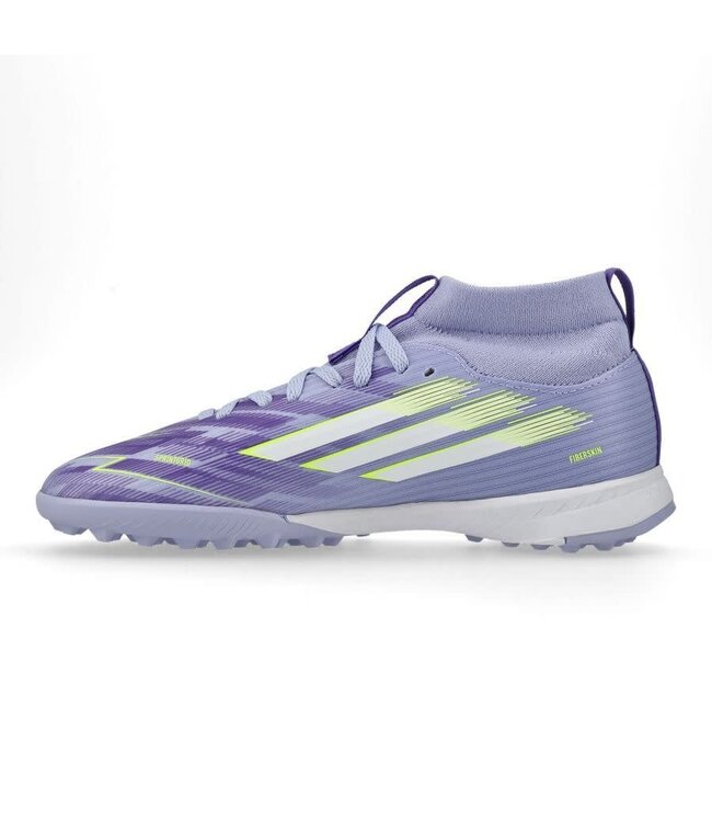 adidas adidas Youth F50 Sparkfusion League Mid TF Turf Shoes - Purple Rush/White/Lucid Lemon