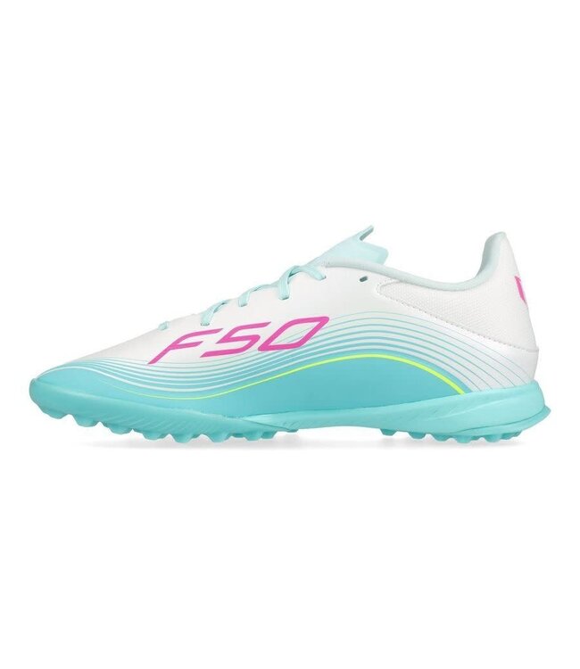 adidas adidas F50 Messi League TF Turf Soccer Shoes - Cloud White/Lucid Pink/Flash Aqua