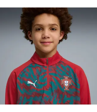 Puma Puma Youth Portugal WC World Cup 2026 Long Sleeve Training Drill Top- Club Red/Green Lagoon