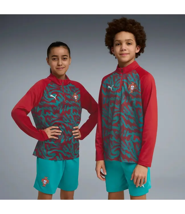 Puma Puma Youth Portugal WC World Cup 2026 Long Sleeve Training Drill Top- Club Red/Green Lagoon