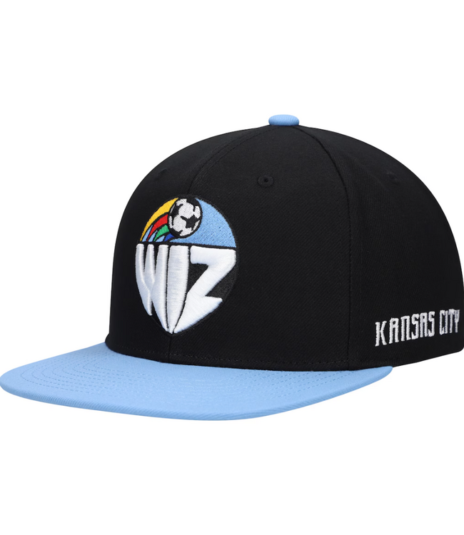 Mitchell & Ness Sporting Kansas City MLS Snapback Wiz  Hat - Black/Sky Blue
