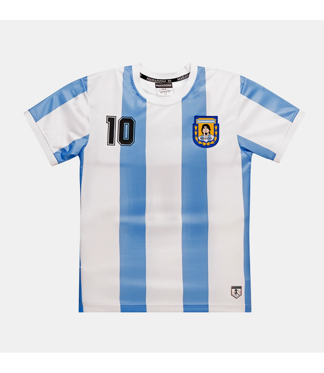 adidas Diego Maradona 10 Argentina World Cup 1986 Retro Throwback Licensed Soccer Jersey- White/Blue