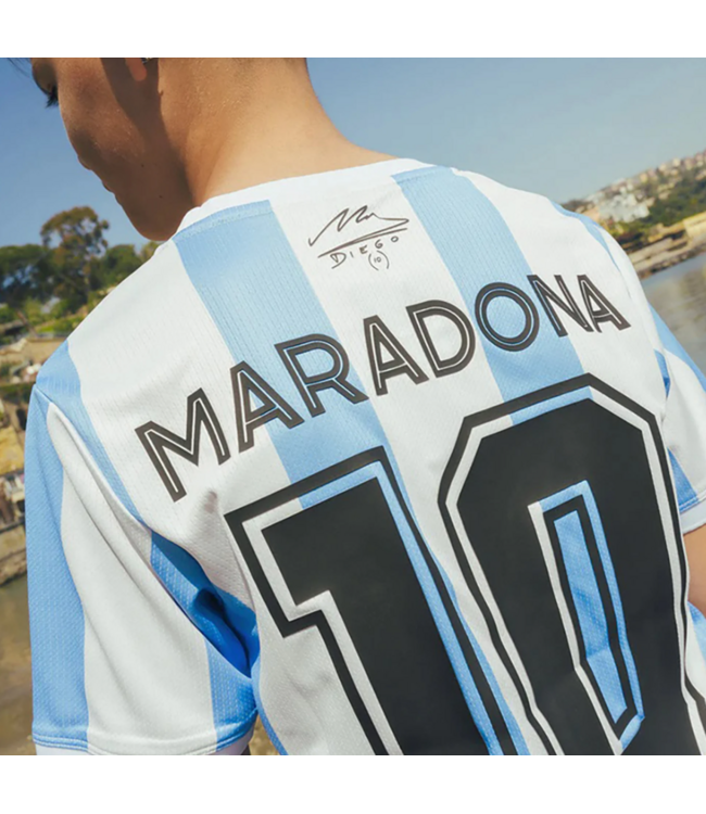 adidas Diego Maradona 10 Argentina World Cup 1986 Retro Throwback Licensed Soccer Jersey- White/Blue