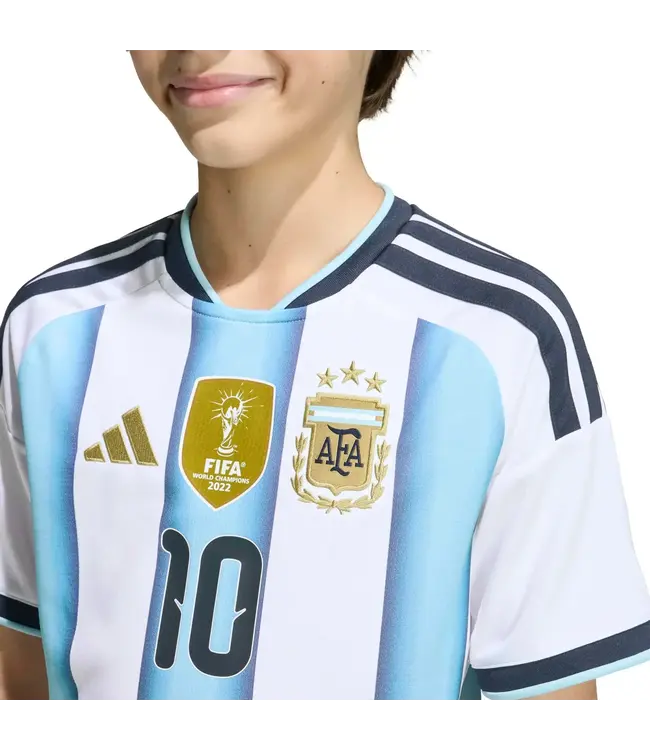adidas adidas Youth Argentina World Cup 2026 Messi # 10 Home Jersey - White/Icey Blue/Light Blue