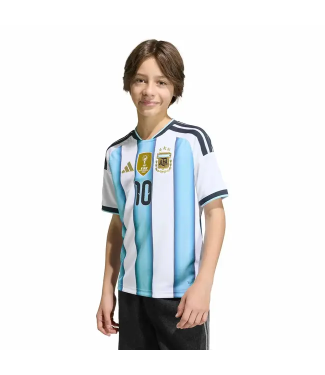 adidas adidas Youth Argentina World Cup 2026 Messi # 10 Home Jersey - White/Icey Blue/Light Blue