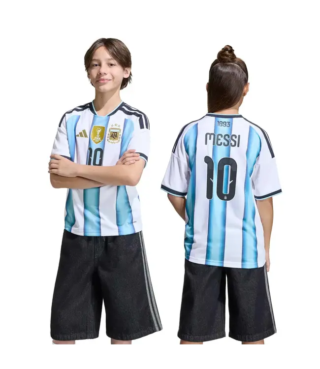 adidas adidas Youth Argentina World Cup 2026 Messi # 10 Home Jersey - White/Icey Blue/Light Blue