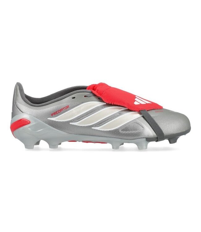 adidas adidas Predator 26 League Fold Over Tongue FG - Iron Metallic/Zero Metallic/Lucid Red