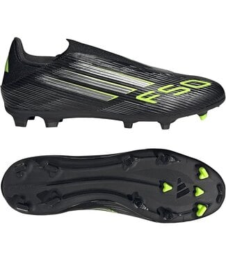 adidas adidas F50 League Laceless FG / MG Soccer Cleats - Black/Iron Metallic/Lucid Lemon