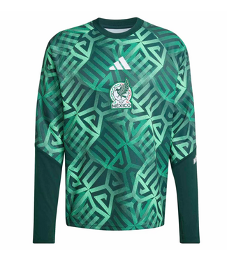 adidas adidas Mexico WC World Cup 2026 Long Sleeve Prematch Training Jersey - Aurora Ivy