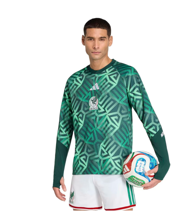adidas adidas Mexico WC World Cup 2026 Long Sleeve Prematch Training Jersey - Aurora Ivy