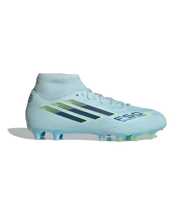 adidas adidas Womens F50 Sparkfusion  Club Mid FG / MG - Almost Blue/Dusky Petrol/Hi-Res Yellow