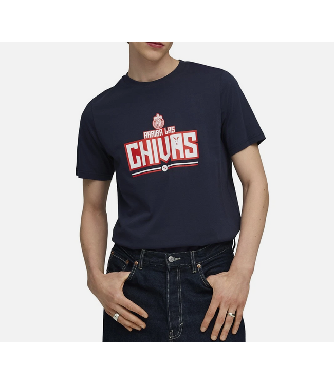 Puma Puma Chivas 2025 -26 Graphic Arriba Las Chivas FtblCulture Tee Shirt - Navy Blue