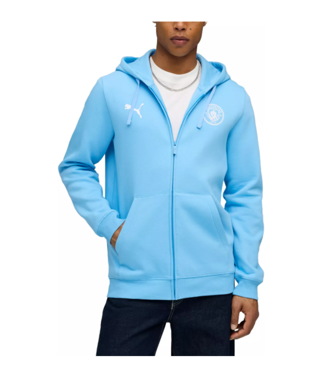 Puma Puma Manchester City Essentials Full-Zip Hoodie - Team Light Blue/White
