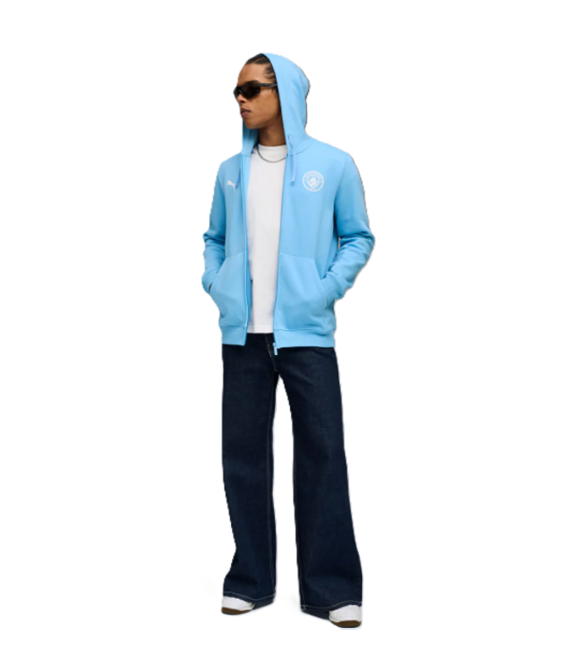 Puma Puma Manchester City Essentials Full-Zip Hoodie - Team Light Blue/White