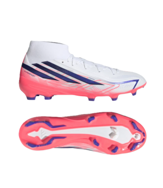 adidas adidas F50 Hyperfast Mid League FG Cleats -Cloud White/Solar Purple/Solar Turbo