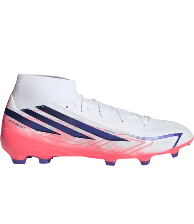 adidas adidas F50 Hyperfast Mid League FG Cleats -Cloud White/Solar Purple/Solar Turbo