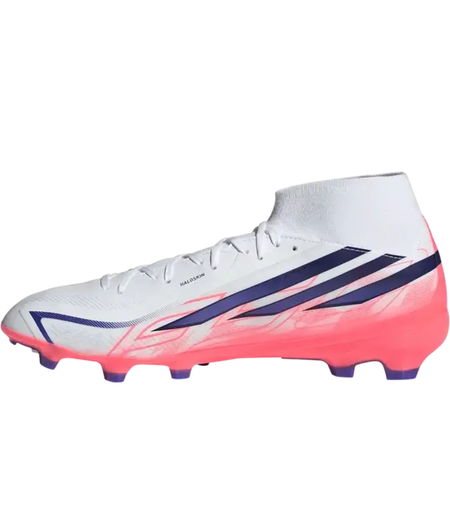 adidas adidas F50 Hyperfast Mid League FG Cleats -Cloud White/Solar Purple/Solar Turbo