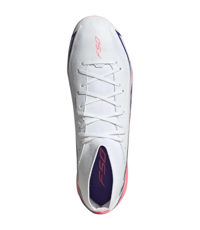 adidas adidas F50 Hyperfast Mid League FG Cleats -Cloud White/Solar Purple/Solar Turbo