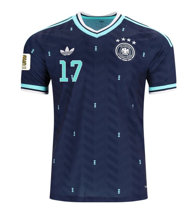 adidas adidas Germany World Cup 2026 Wirtz # 17 Away Jersey + FIFA World Cup Patch - Collegiate Navy