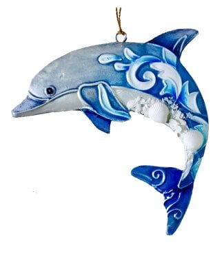 Kubla Craft Dolphin With Shell Ornament