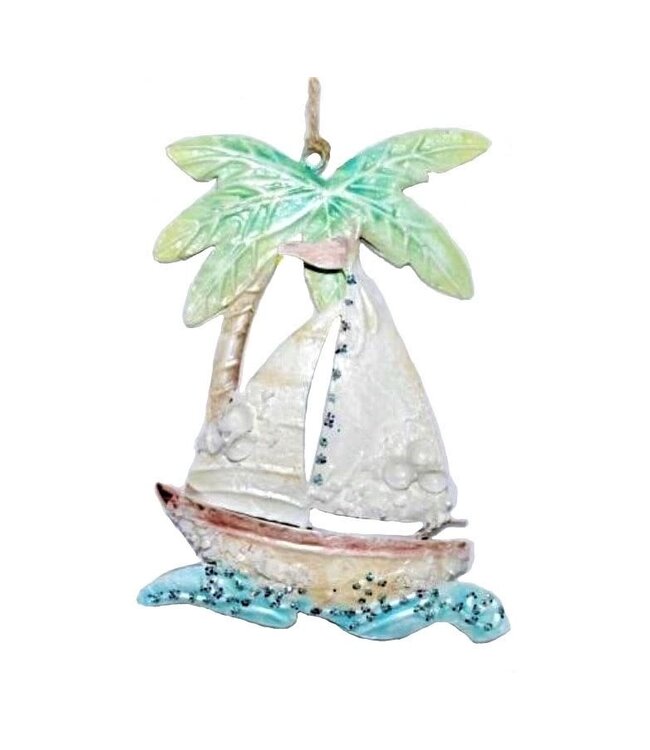 Kubla Craft Sailboat with Palm Tree Ornament