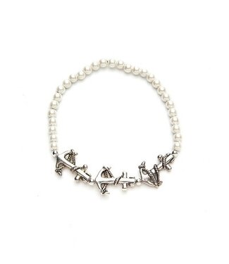 Crystal Anchor White Mag Bracelet M0116 CRANCHW