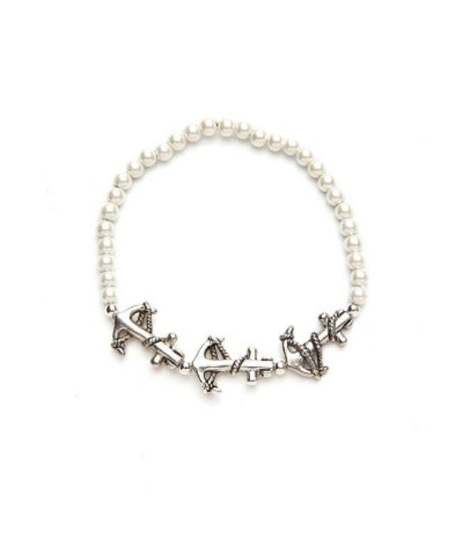 Crystal Anchor White Mag Bracelet M0116 CRANCHW