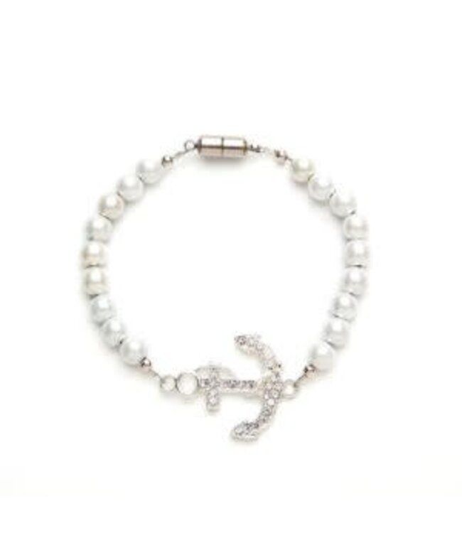 White Magnetic Anchor Bracelet M0116 ANCHORW