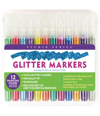 Peter Pauper Press Studio Series Glitter Marker Set 12 Peice Set