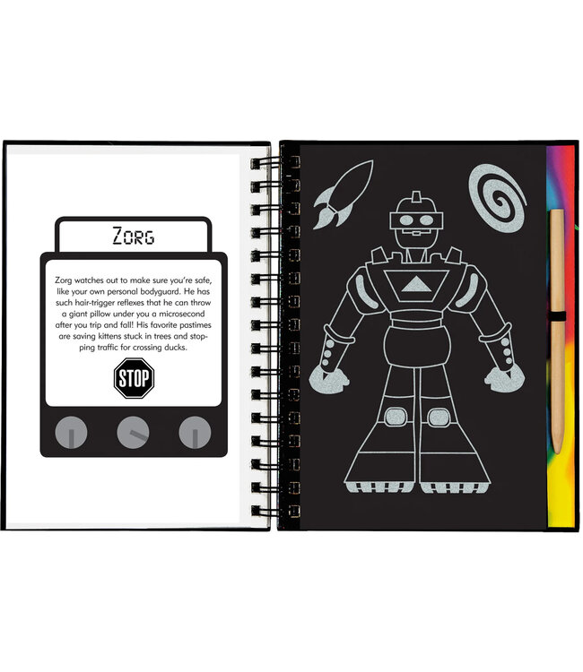 Peter Pauper Press Scratch  & Sketch Robots