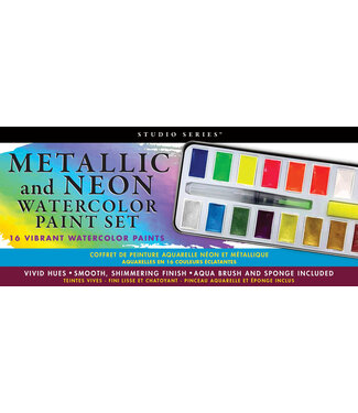 Peter Pauper Press Studio Series Metallic And Neon Watercolor Paint Set