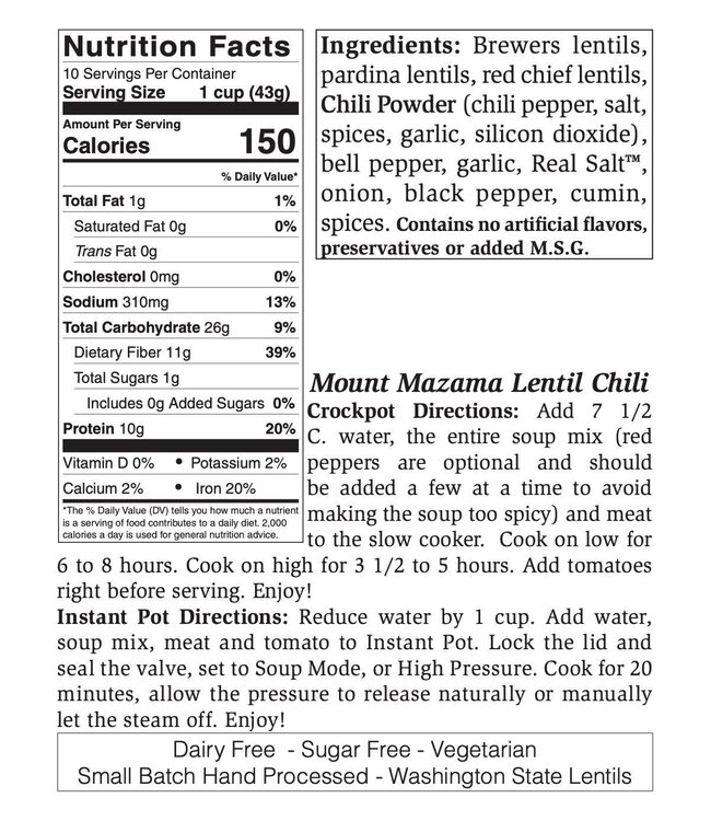Rills Speciality Mount Mazama Lentil Chili 15oz