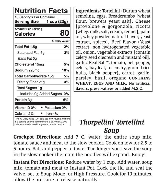 Rills Speciality Thorpellini Tortellini Soup Family Size