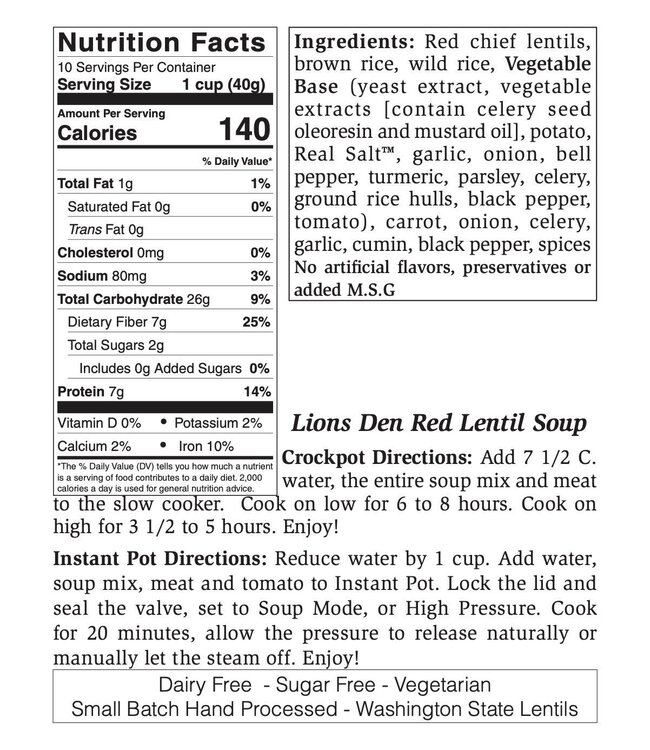 Rills Speciality Lions Den Red Lentil Soup