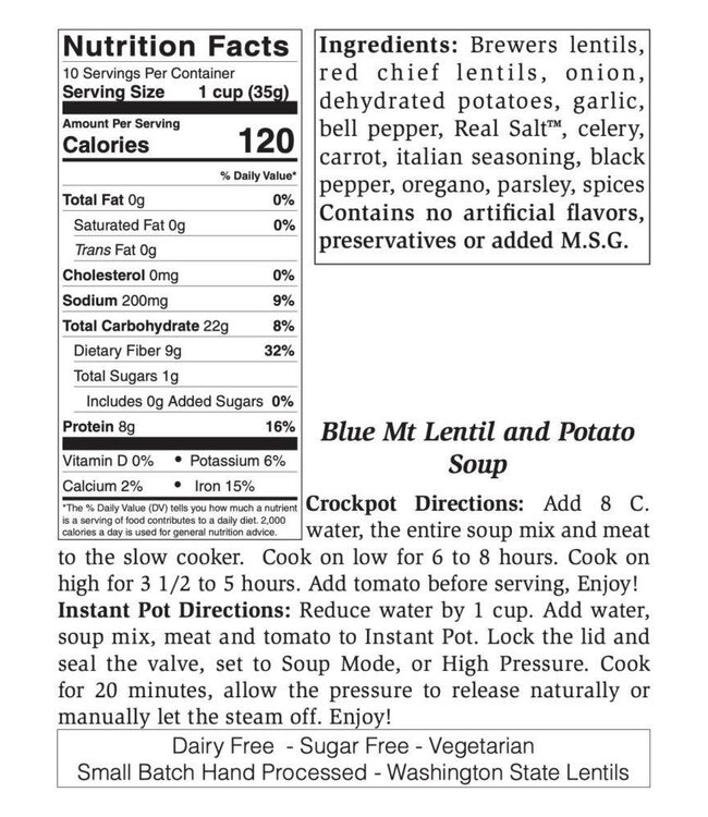 Rills Speciality Blue Mountain Lentil & Potatoe Soup Family Size