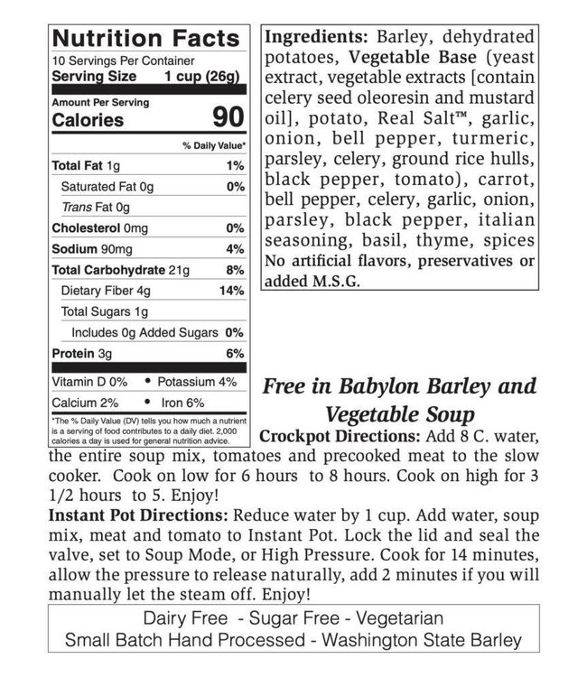 Rills Speciality Free in Babylon Barley Vegetable Soup Family Size
