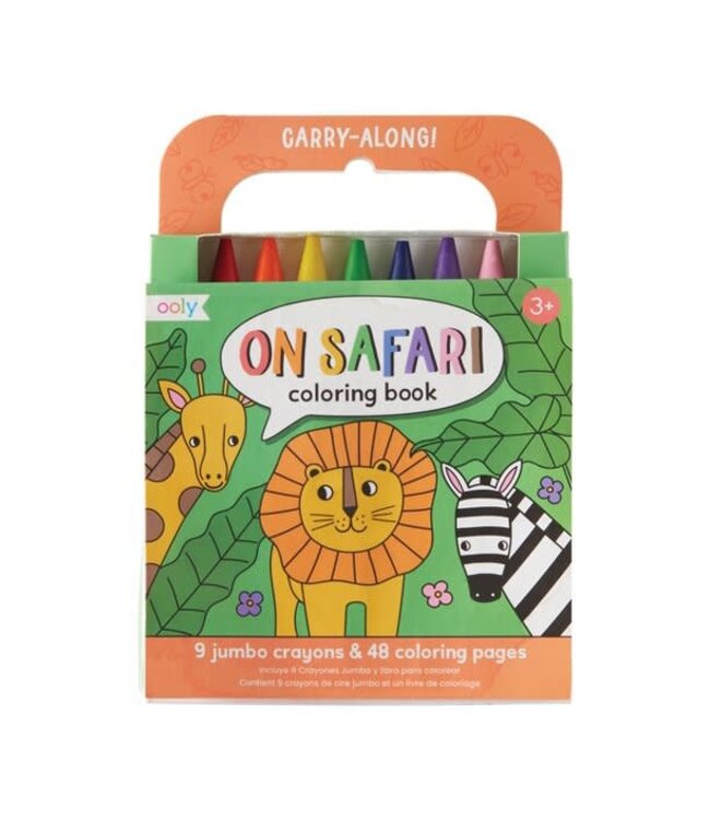 Ooly Carry Along Crayon And Coloring Book Kit On Safari Set Of 10
