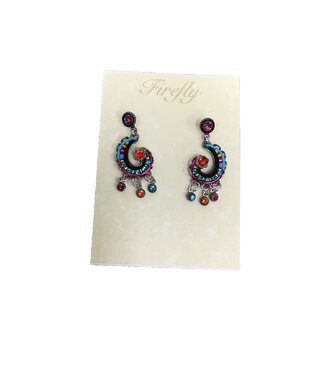 Firefly Small Mosaic Spiral With Dangles Post Earrings Multi