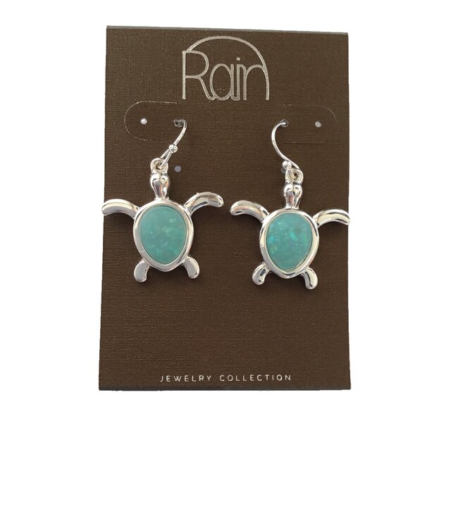 Rain Jewelry S Green Opal Back Turtle Earrings