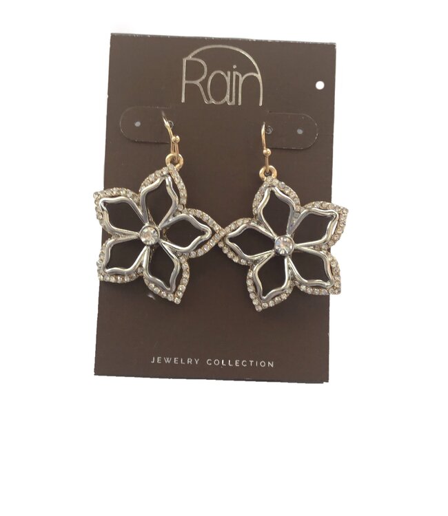 Rain Jewelry TT Pave Edge 3D Flower Earrings