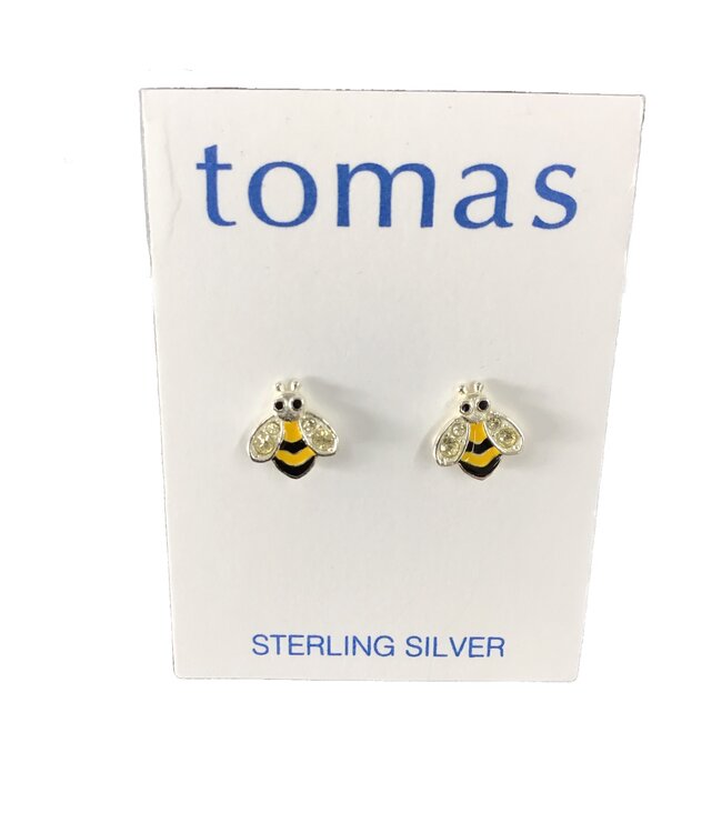 Tomas Queen Bee Studs With Crystal Wings SS Enamel